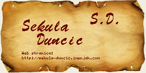 Sekula Dunčić vizit kartica